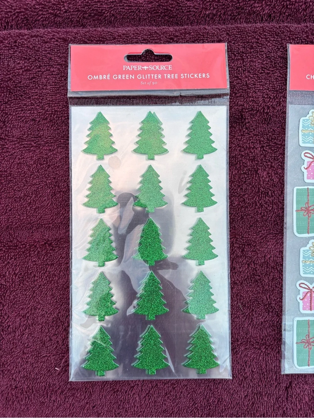 Paper Source Red & Green Holiday Sticker Pack - Tree, Present & Santa Hat